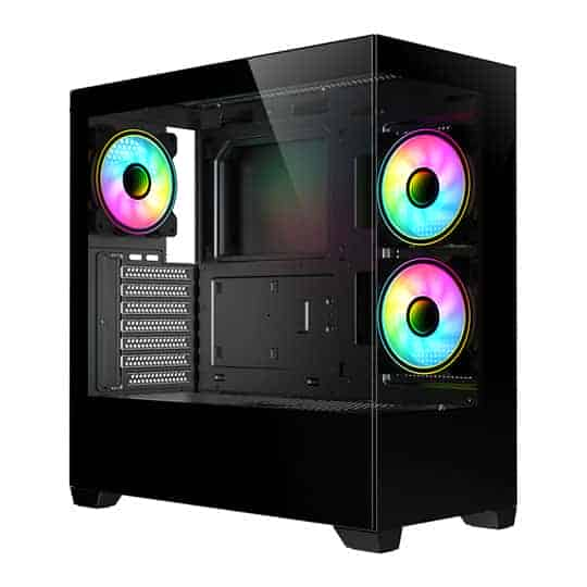 CiT Sense Black Mid Tower Tempered Glass PC Gaming Case